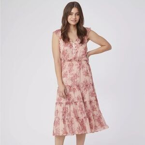 PAIGE Siena Floral Print Silk Sleeveless Dress - Size L